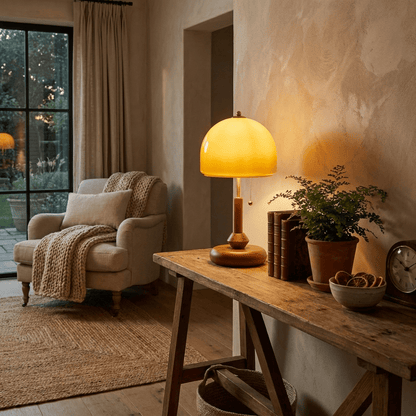Bricora Mid-Century-Walnuss-Tischleuchte