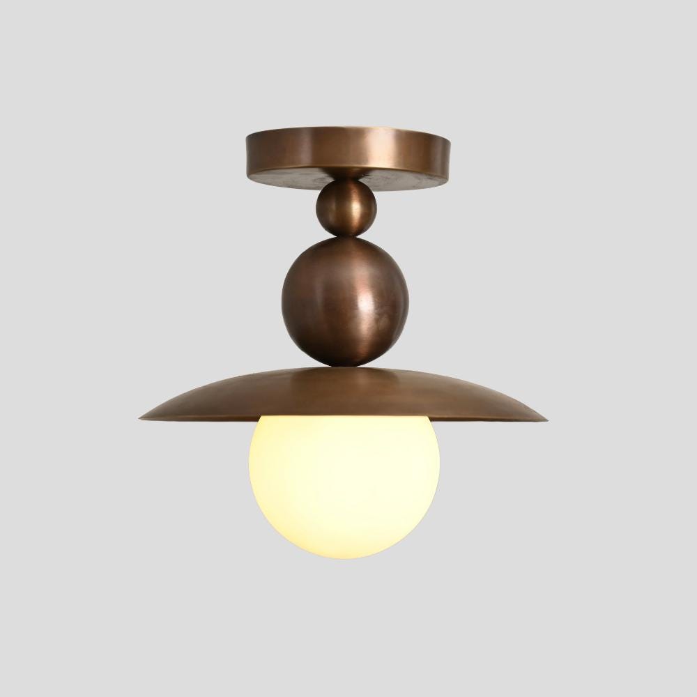 Seravin halbbündige Leuchte im Mid-Century-Stil mit Messing-Globus