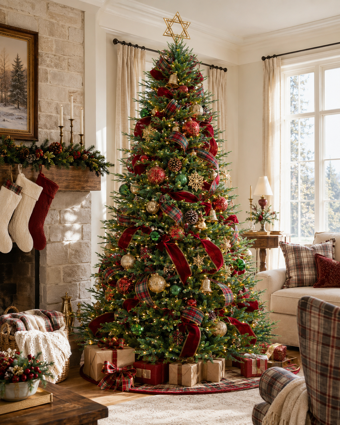 Skovra Klassischer PE/PVC-Weihnachtsbaum, 12 ft, vorbeleuchtet