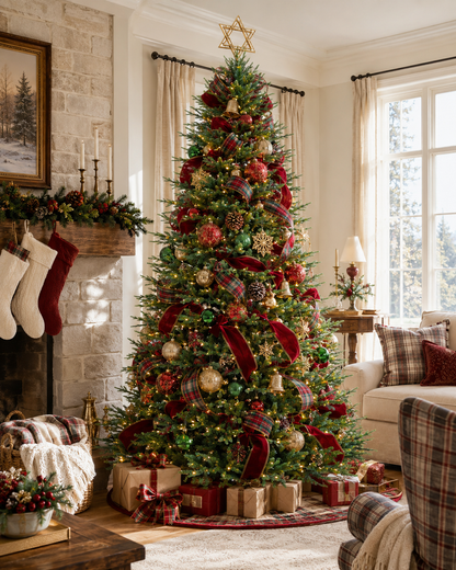 Skovra Klassischer PE/PVC-Weihnachtsbaum, 12 ft, vorbeleuchtet