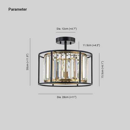 Kristall-Deckenleuchte mit offenem Rahmen