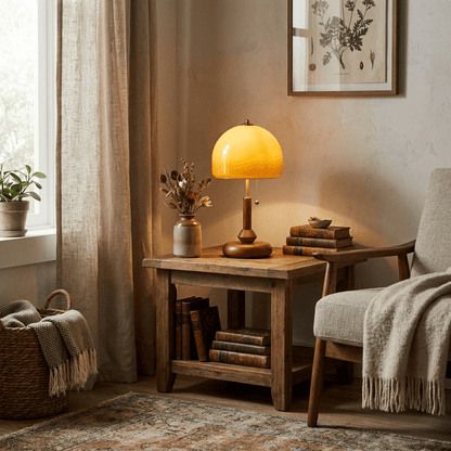 Bricora Mid-Century-Walnuss-Tischleuchte