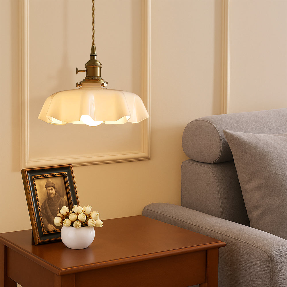 Coquille Französische Muschelglas-Pendelleuchte