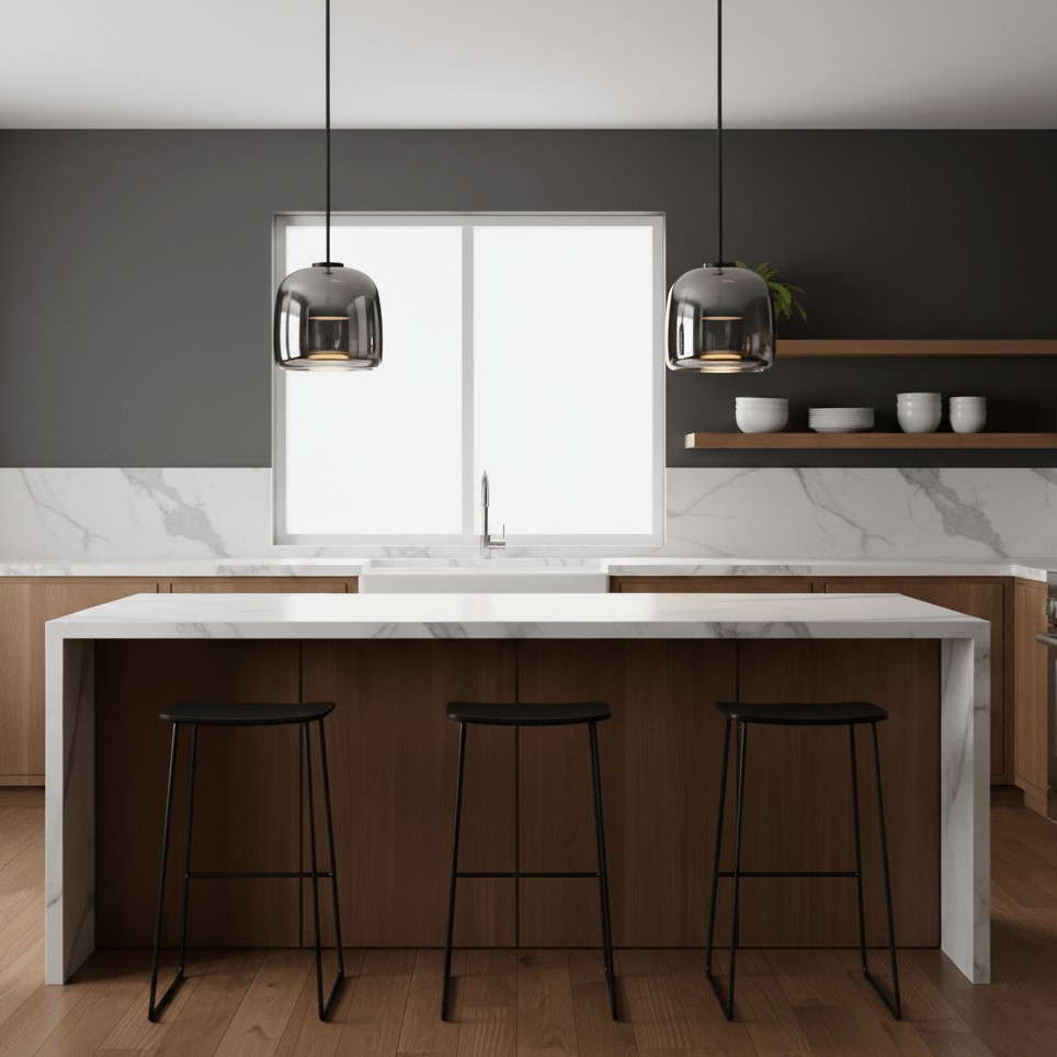 Handgeblasene Pendelleuchte mit Glasglocke