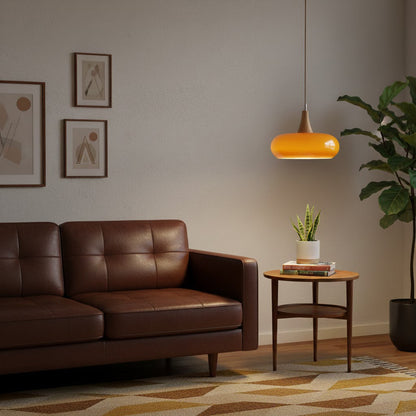 Pendelleuchte aus Kieselglas und Holz