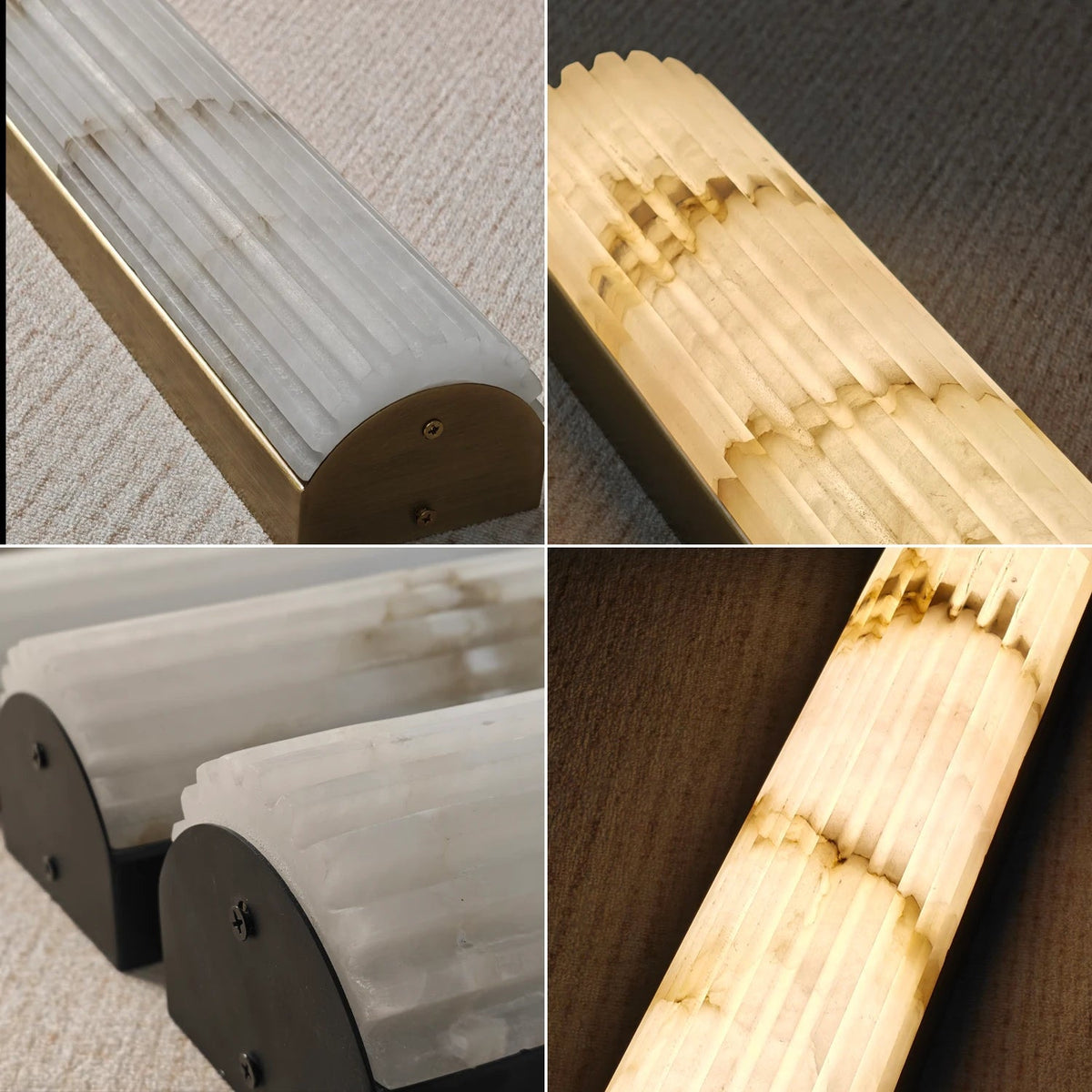 Minimalistische geriffelte Alabaster-Wandleuchte Rivenna