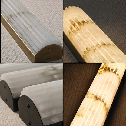 Minimalistische geriffelte Alabaster-Wandleuchte Rivenna