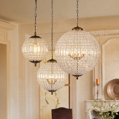 Crystavelle Regency-Messing-Kristallkugel-Kronleuchter