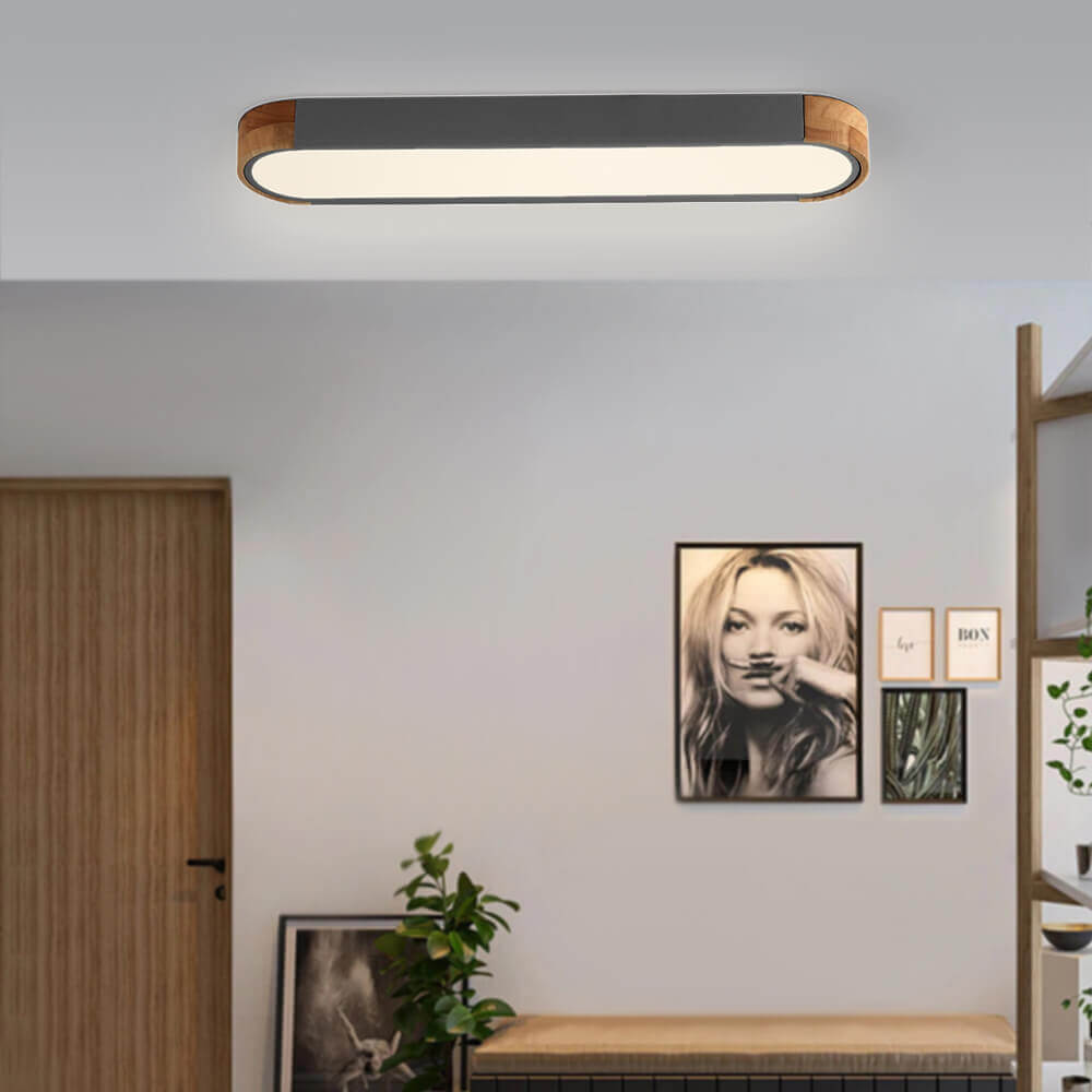 Ovalyn minimalistischer ovaler LED-Deckenleuchte aus Holz