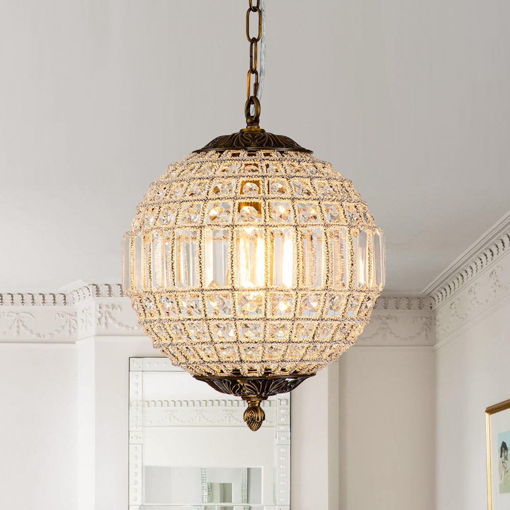 Crystavelle Regency-Messing-Kristallkugel-Kronleuchter