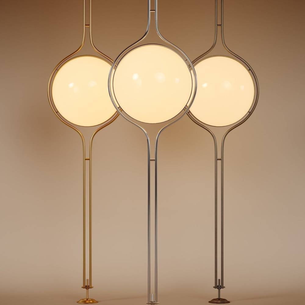 Pelvaro Mid-Century-Metalllampe vom Boden bis zur Decke