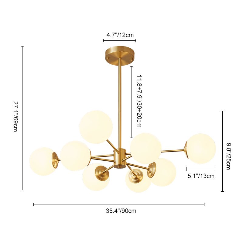 Sputnik-Opal-Kugelleuchter