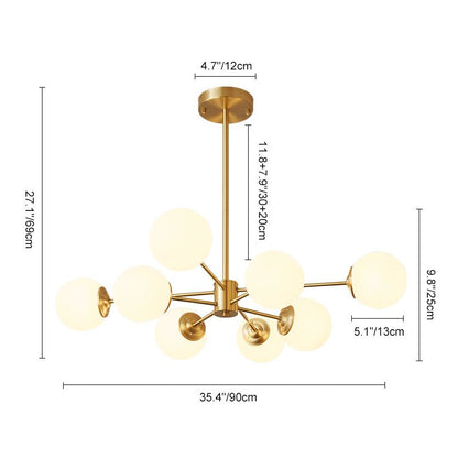 Sputnik-Opal-Kugelleuchter