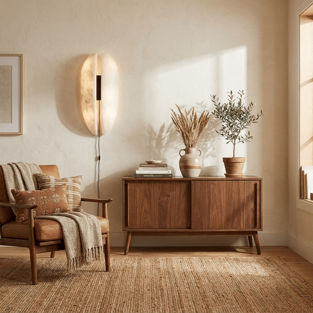 Wandleuchte mit Alabasterpaneel zum Einstecken