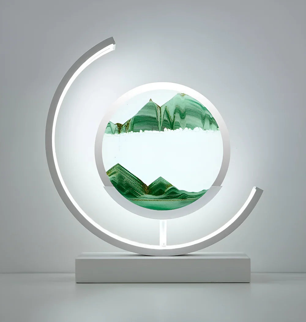 Sandveil minimalistische Aluminium-Tischlampe mit Sandkunst