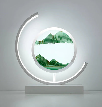 Sandveil minimalistische Aluminium-Tischlampe mit Sandkunst
