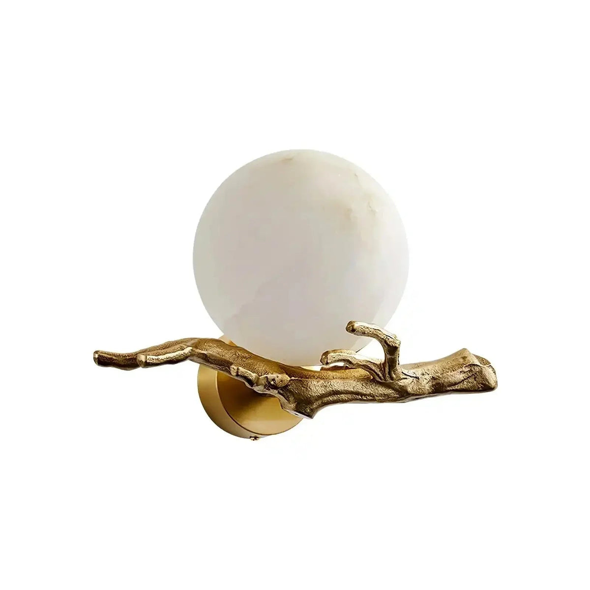 Wandleuchte mit Messingarm und Alabasterglas