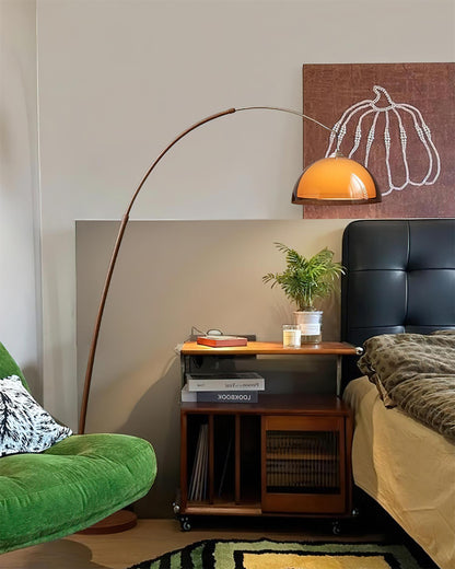 Halberon Bogen-Stehlampe aus Walnussholz