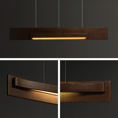 Lineare Holz-LED-Pendelleuchte