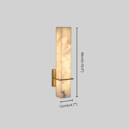Wandlampe „Quader“ aus Alabaster und Messing