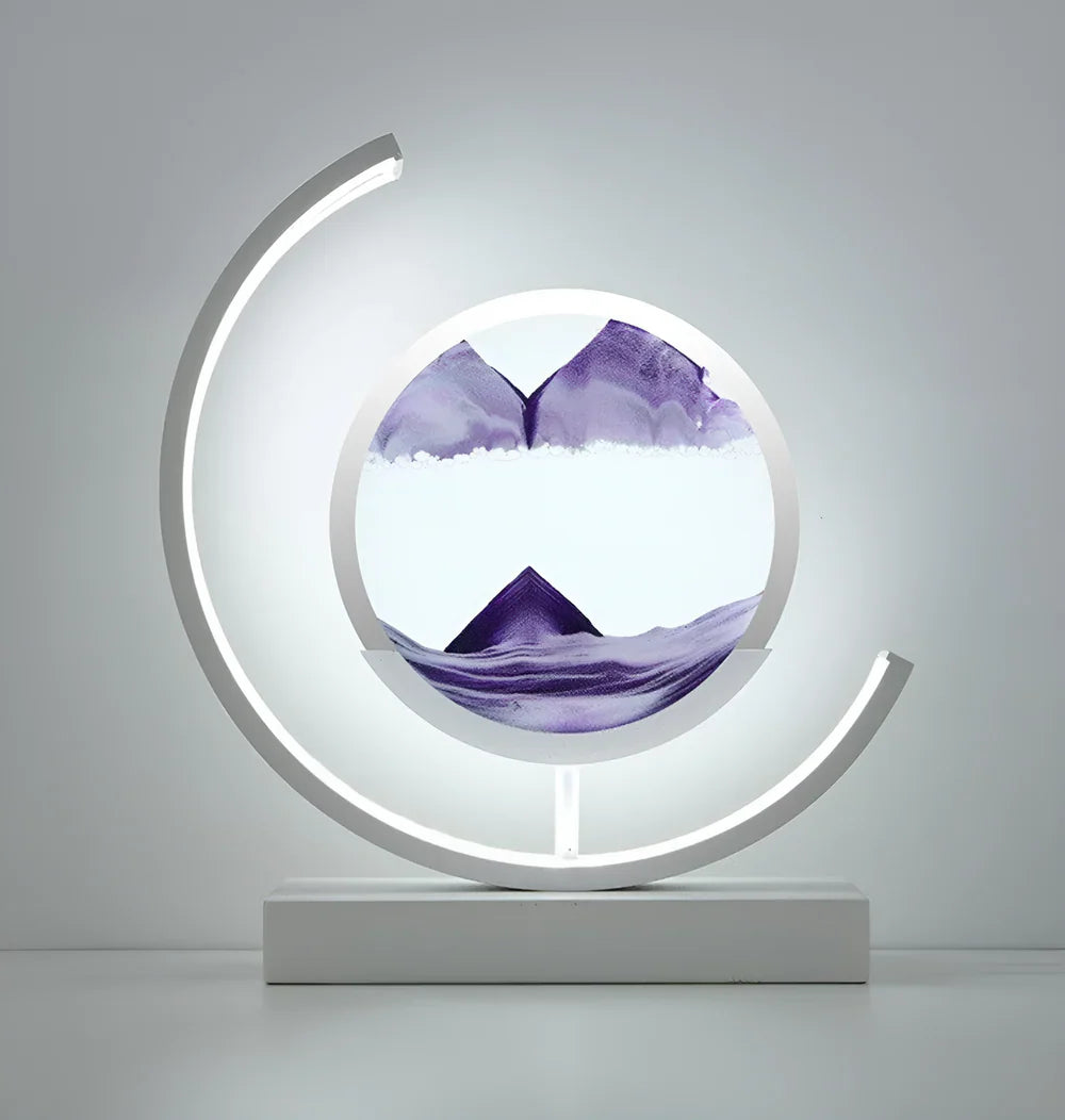 Sandveil minimalistische Aluminium-Tischlampe mit Sandkunst