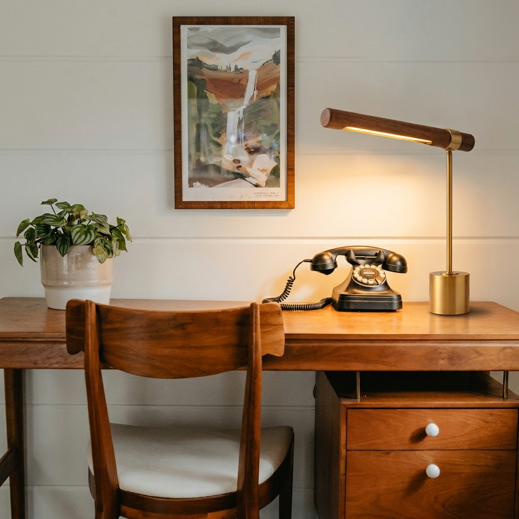 Pravena Mid-Century-Messing-Tischlampe