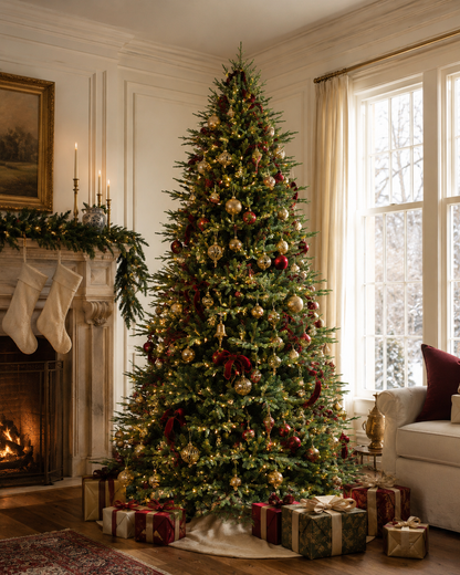 Skovra Klassischer PE/PVC-Weihnachtsbaum, 12 ft, vorbeleuchtet