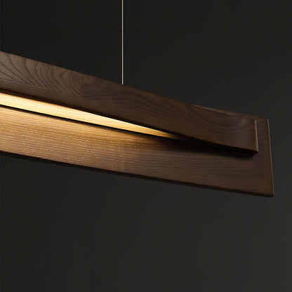 Lineare Holz-LED-Pendelleuchte