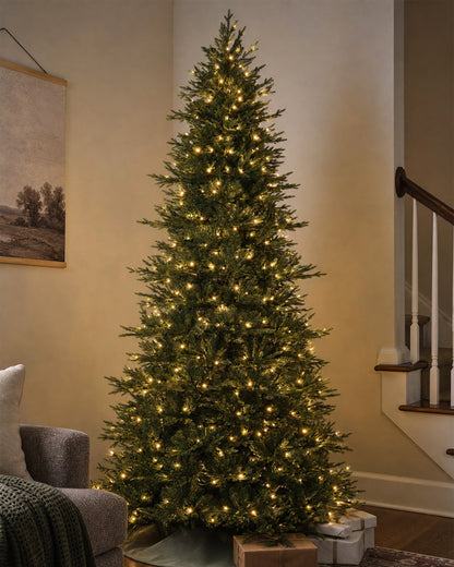 Skovra Klassischer PE/PVC-Weihnachtsbaum, 12 ft, vorbeleuchtet