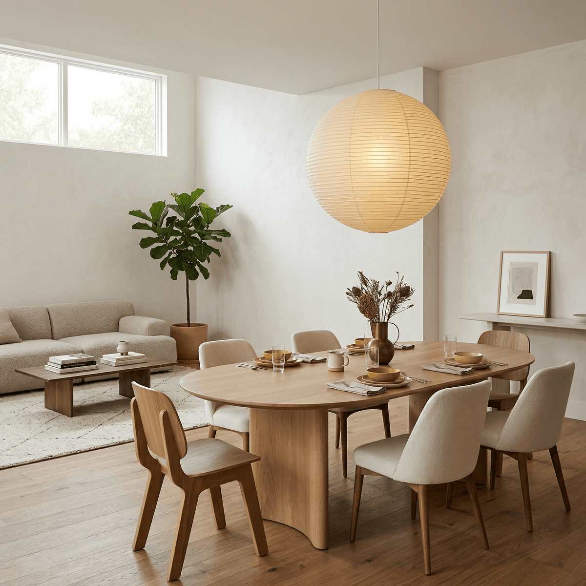 Washi-Papierkugel-Pendelleuchte