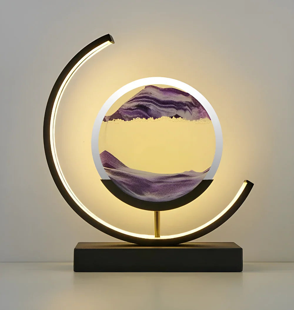 Sandveil minimalistische Aluminium-Tischlampe mit Sandkunst