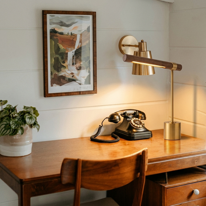 Pravena Mid-Century-Messing-Tischlampe