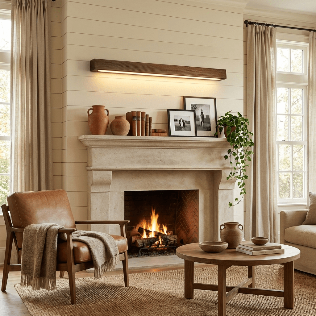 Schlanke lineare Wandleuchte aus Holz