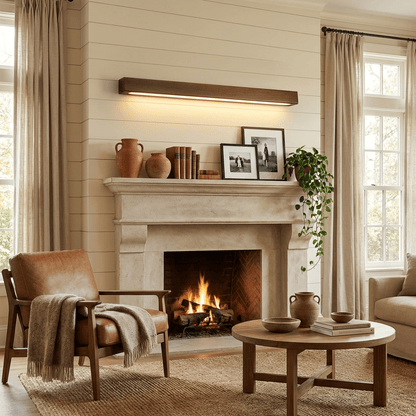 Schlanke lineare Wandleuchte aus Holz