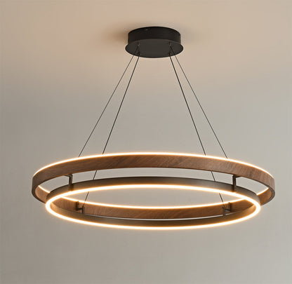 Doppelring-Walnuss-LED-Kronleuchter