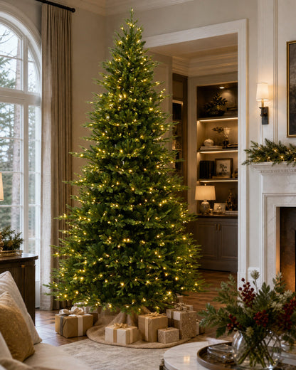 Skovra Klassischer PE/PVC-Weihnachtsbaum, 12 ft, vorbeleuchtet