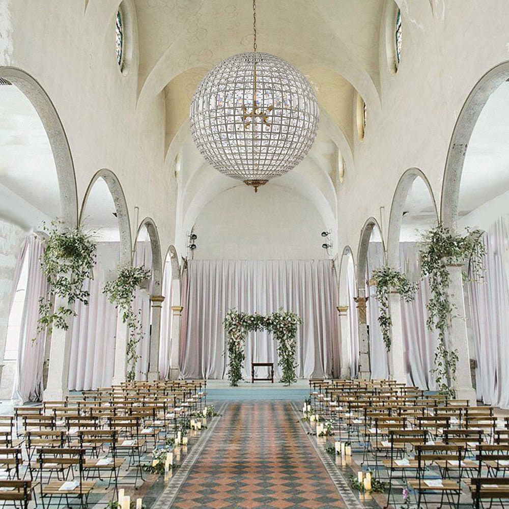 Crystavelle Regency-Messing-Kristallkugel-Kronleuchter