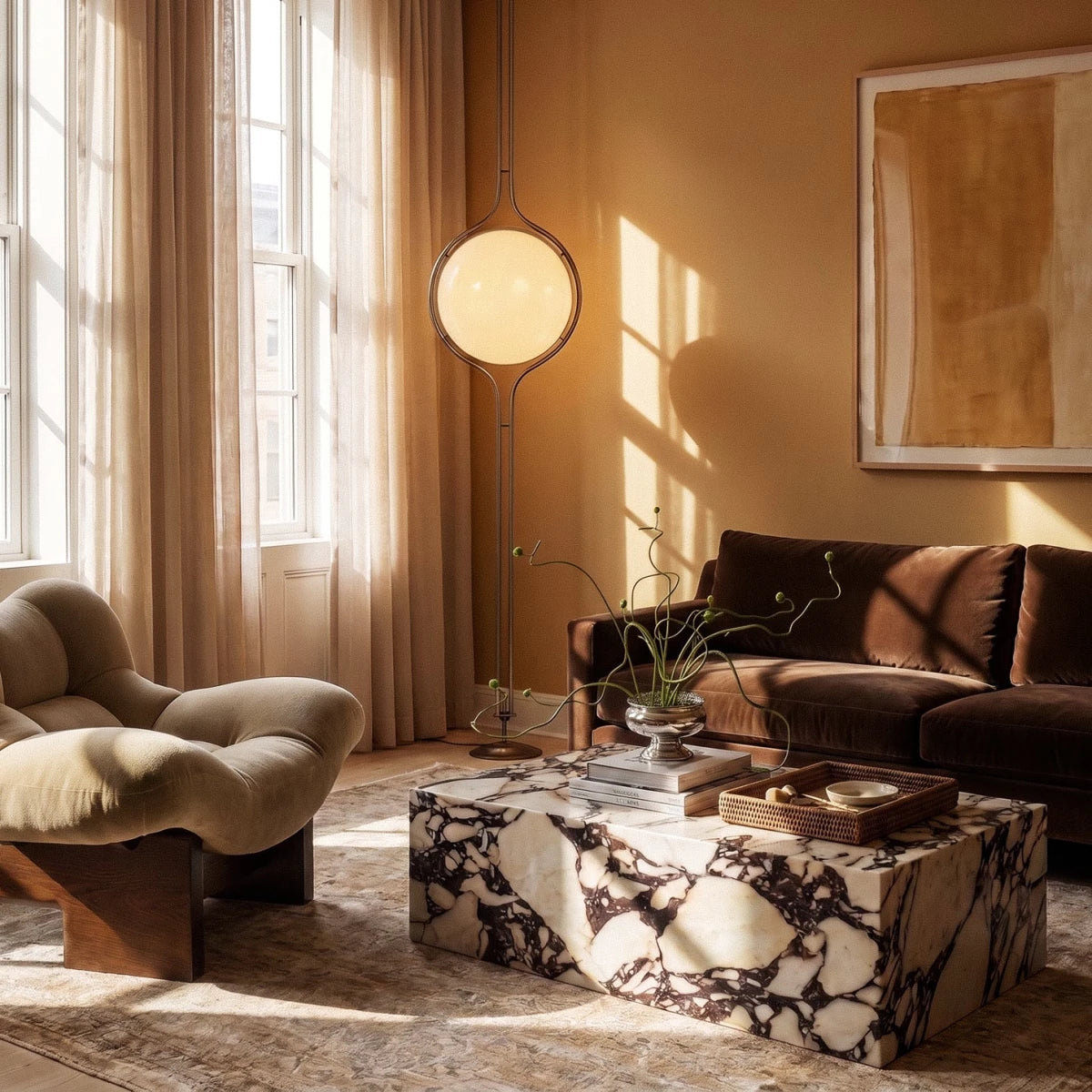 Pelvaro Mid-Century-Metalllampe vom Boden bis zur Decke