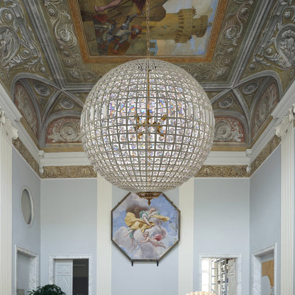 Crystavelle Regency-Messing-Kristallkugel-Kronleuchter