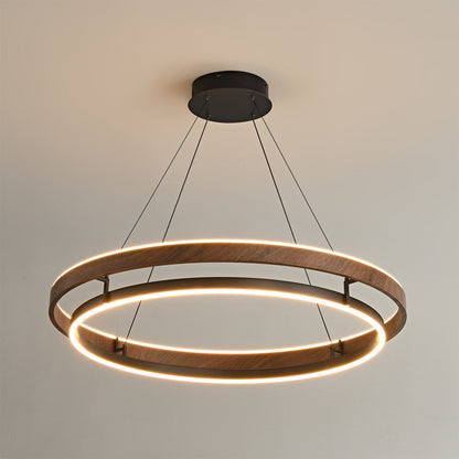 Doppelring-Walnuss-LED-Kronleuchter