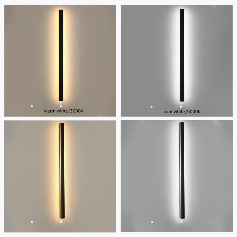 Veldrin minimalistisches, schlankes schwarzes Außen-Wandlicht aus Metall