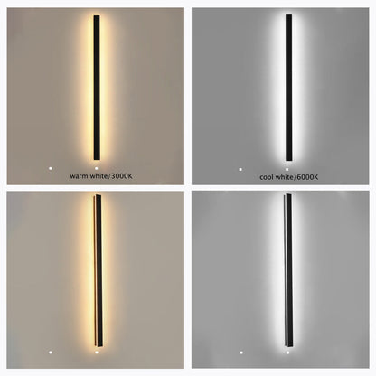 Veldrin minimalistisches, schlankes schwarzes Außen-Wandlicht aus Metall