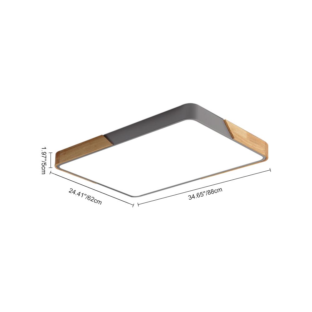 Quadrova rechteckige skandinavische LED-Deckenleuchte aus Holz