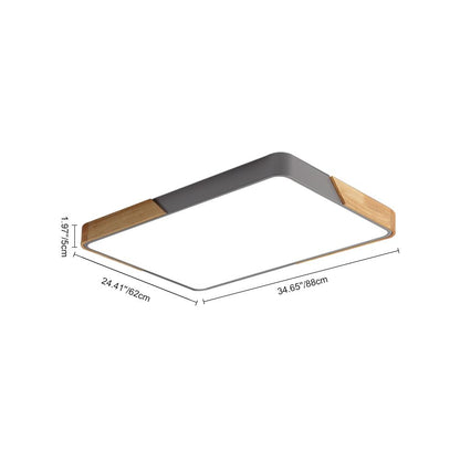 Quadrova rechteckige skandinavische LED-Deckenleuchte aus Holz