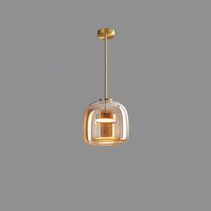 Handgeblasene Pendelleuchte mit Glasglocke