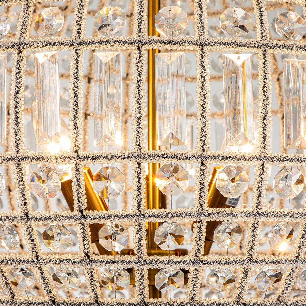Crystavelle Regency-Messing-Kristallkugel-Kronleuchter