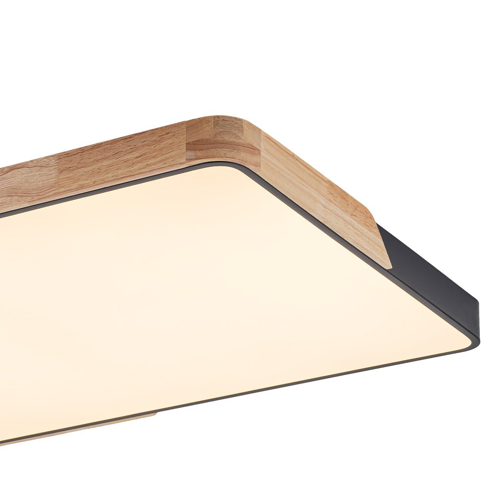 Quadrova rechteckige skandinavische LED-Deckenleuchte aus Holz