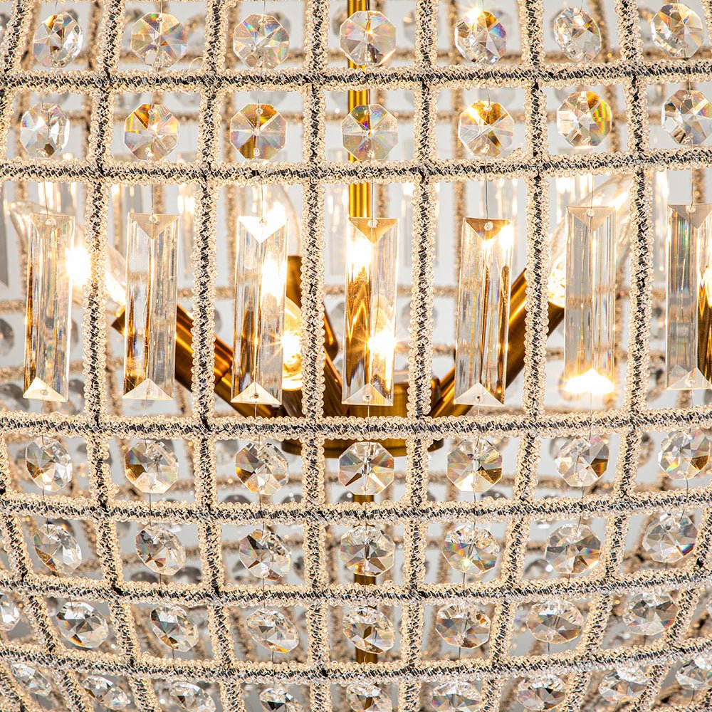 Crystavelle Regency-Messing-Kristallkugel-Kronleuchter