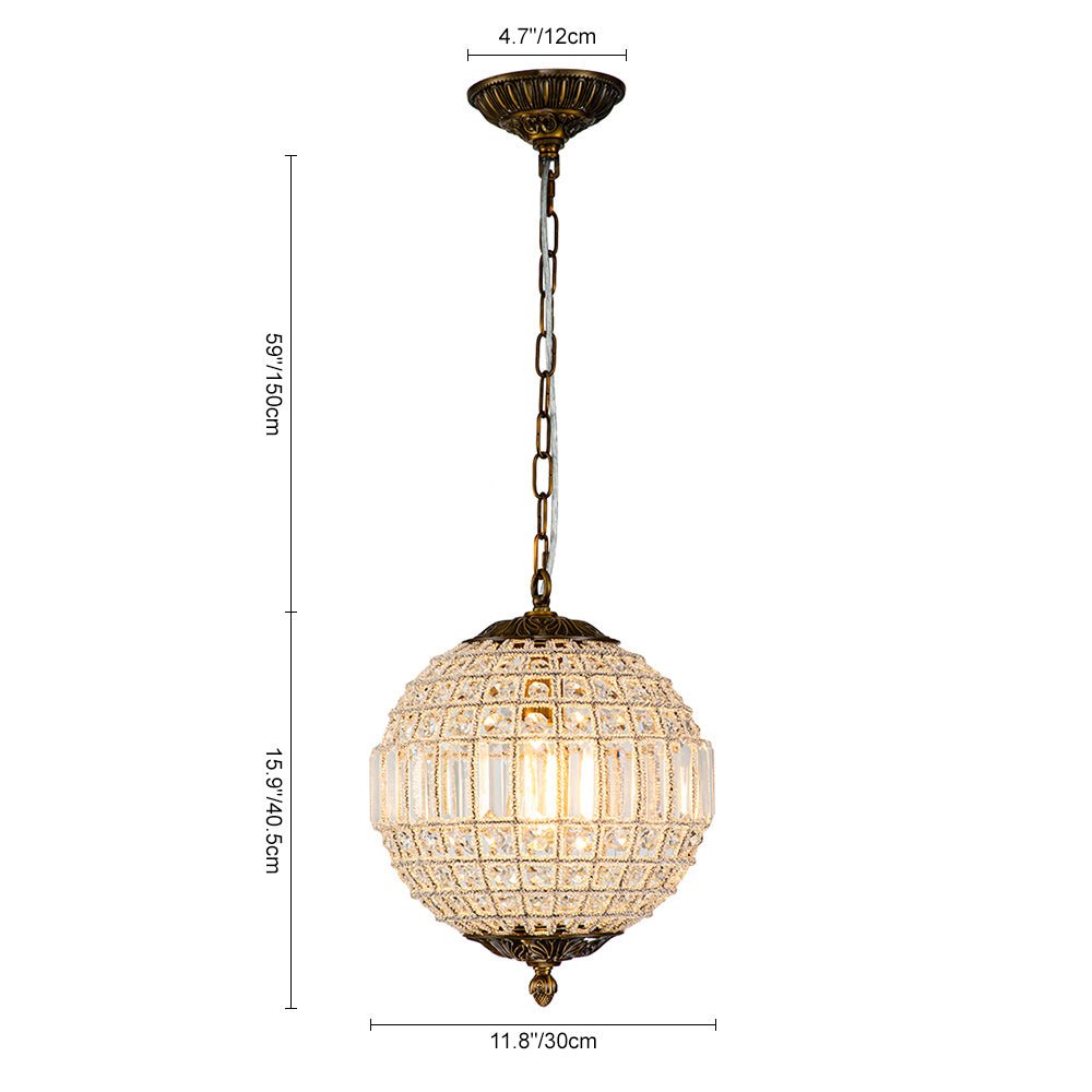 Crystavelle Regency-Messing-Kristallkugel-Kronleuchter