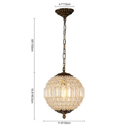 Crystavelle Regency-Messing-Kristallkugel-Kronleuchter